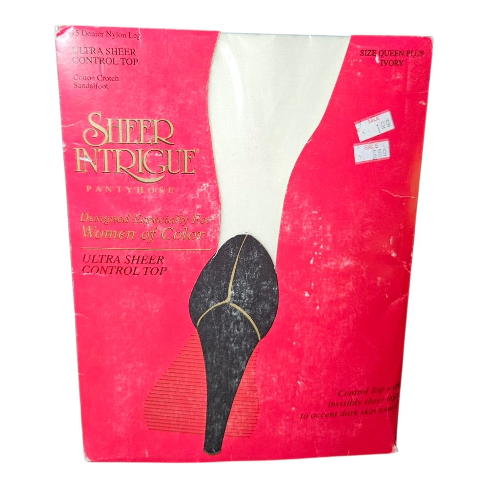 Sheer Intrigue Vintage Pantyhose in Ivory New in Package Size Queen Plus